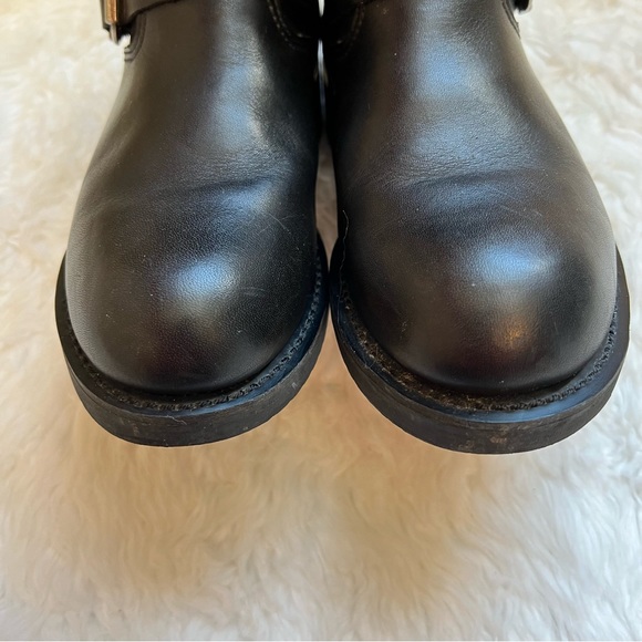 SOLD HARLEY DAVIDSON black leather riding boots size 6.5 moto buckle - Picture 7 of 11